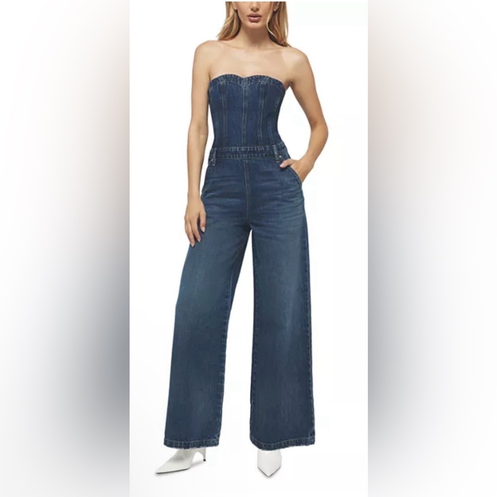 NWT Hudson The Creator Sweetheart Denim Wide Leg Jumpsuit in Stone Blue. Size 25 - Picture 2 of 15